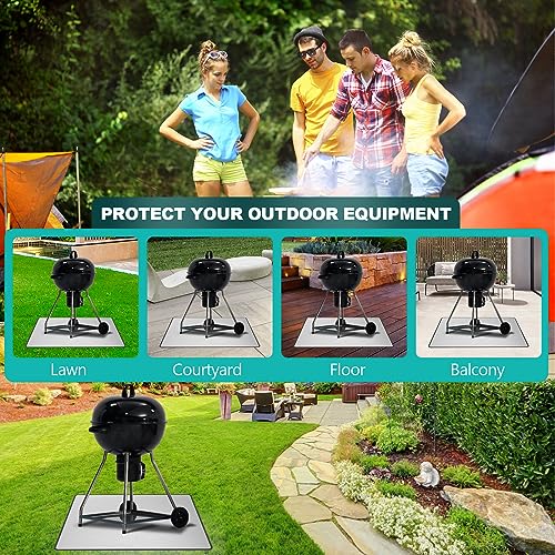 UBeesize 48x40 Grill Mats for Outdoor Grill, Under Grill Mat with 4-Layer Heat-Resistant, Non-Stick, Oil-Proof, Waterproof Outdoor Grill Mat for Charcoal or Gas Grills, Reusable.