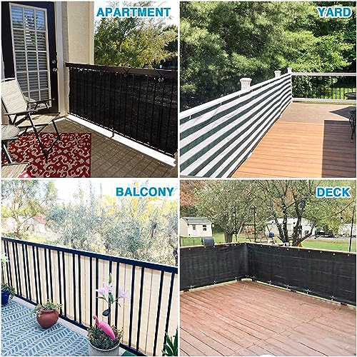 Patio 3' x 50' Balcony Privacy Screen Apartment Railing Covers Fence Panels for Outdoor, Temporary Fencing for Porch Deck Backyard Net Mesh with Zip Ties, Green