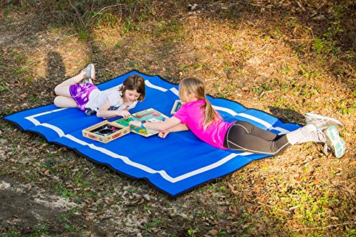Mountain Mat 5x7 Solid Blue RV Patio Mat w Carry Bag – Extra Thick 5mm Recycled Poly Rug – Heavy-Duty, Waterproof, Reversible – Premium Outdoor Mat for Camping, Beach (Blue with Carry Bag, 5'x7') - color: Cadet Blue [5x7], style: 5' x 7'