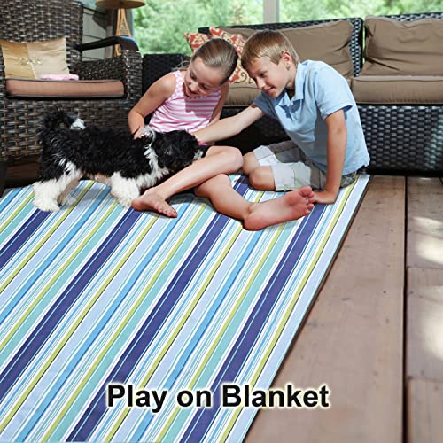 Beach Blanket Extra Large Picnic Blankets Sandproof Waterproof Outdoor Indoor Blanket Lightweight Handy Mat Portable Beach Mat for Camping Hiking Travel Park Grass - color: Blue Line