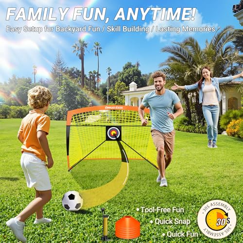 Dimples Excel Soccer Goals Kids Net for Backyard 7x5, 5x3.6, 4x3, 3x2.2 FT - style: 7x5 FT, 2 Set
