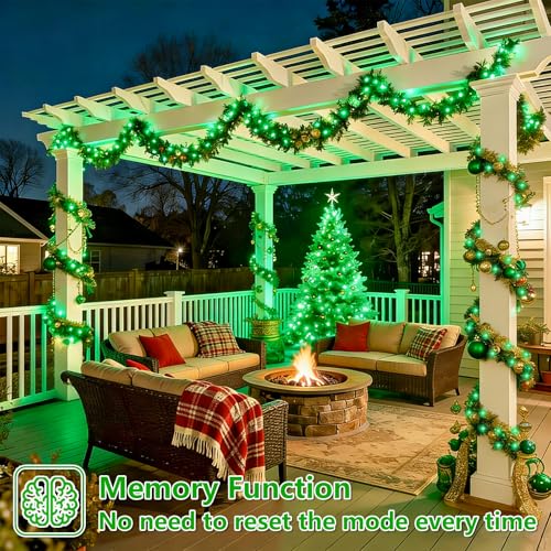 YEGUO 4 Pack Green Solar Fairy Lights, Each 33ft 100 LED Christmas Lights Outdoor Waterproof, 8 Modes Sliver Wire Solar String Lights - color: Green