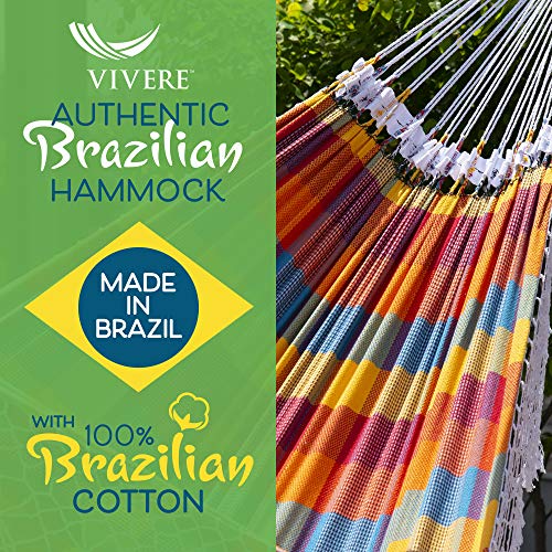 Vivere Authentic Brazilian Cotton Hammock - 450 lb Capacity - color: Carnival