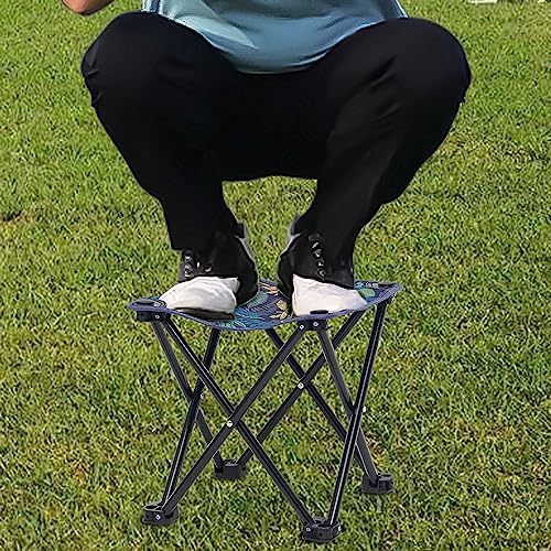 Wind Tour Portable Folding Camping Stool Outdoor Camping Lightweight Samll Chair for Fishing Hiking Gardening and Beach with Carry Bag (Medium Blue -2) - color: Medium Blue -2