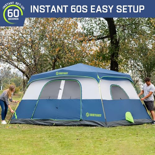 4/6/8/10 Person Instant Tent, Waterproof Pop Up Tents for Camping with Rainfly, 60 Seconds Easy Setup, Automatic Cabin Tent for Family Camping with Expandable Carry Bag & Upgraded Ventilation - color: Blue, size: 10 Person