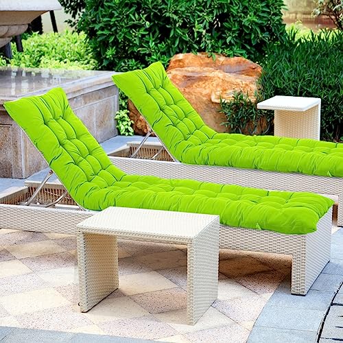 Bucherry 67 x 19 Inch Chaise Lounge Cushions Soft Lounge Chair Cushion Gravity Chair Cushion Sofa Lawn Furniture Cushion Pad with 6 Tie for Outdoor Indoor Patio Home Without Headrest (Green,2 Pcs) - color: Green