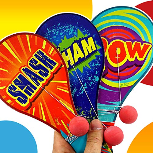 JA-RU Wooden Paddle Ball with String (6 Paddle Balls) – Classic Paddle with Ball Attached for Kids, Party Favors, Goodie Bag Stuffers & Classroom Prizes. 751-6p - size: 6 Packs