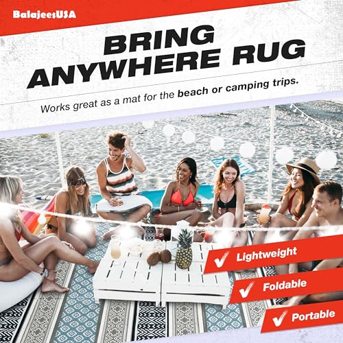 Outdoor Plastic Patio Rugs – 9x12, Grey, Teal Durable and Affordable Multipurpose Woven Plastic Straw All-Weather and Waterproof Rug Reversible Camper Mats Large rv mats Outdoor - color: Grey, Teal, size: 9' x 12' (Rectangular)