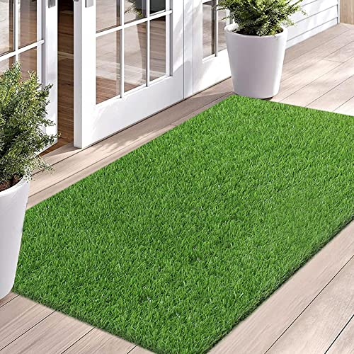 Bsmathom Artificial Grass Rug Indoor Outdoor Rug, Dog Grass Mat with Drainage Holes, Synthetic Artificial Grass Turf Fake Grass Rug Door Mats for Balcony Patio Lawn Garden(51.2 x 31.5Inch) - size: 51.2 x 31.5 Inches