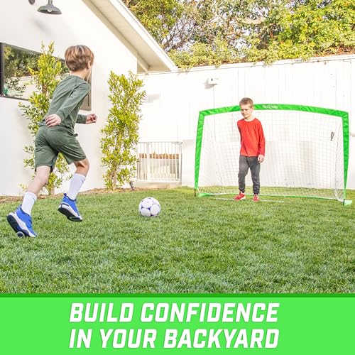 GoSports Portable Soccer Goals for Kids - 13 Color Options - Choose 4 x 3 ft or 6 x 4 ft - Team Tone Pop Up Nets for Backyard - color: Bright Green, style: 6 ft x 4 ft