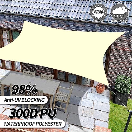 RICHIE Upgrade 10'x13' Sun Shade Sail Rectangle Canopy, Water Resistant & UV Block Sunshade for Outdoor Patio Lawn Beach Garden Carport Backyard Deck Pergola, Beige - color: Beige, size: 10'x13', style: Rectangle