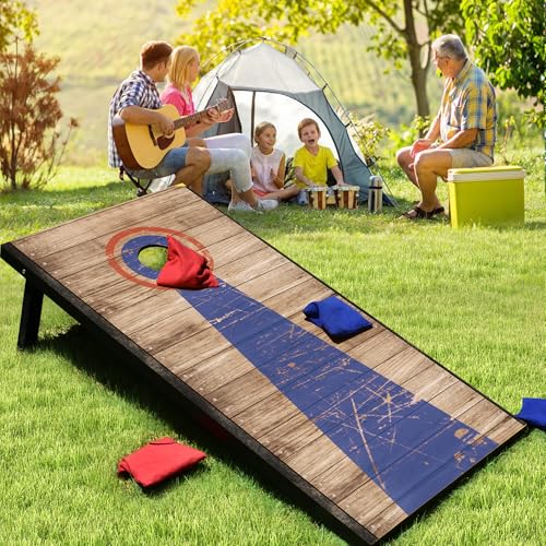 4x2 Ft Cornhole Boards Set, Premium Regulation Size Cornhole Boards with 8 All-Weather Bean Bags, Carrying Case and Scoreboard - style: 4'x2' Circle