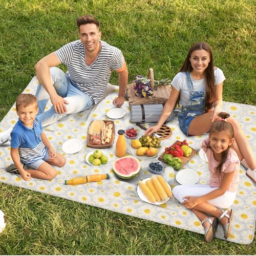 CARSTENS, INC. Easy Pack Waterproof Sandproof Picnic Blanket, Lightweight Foldable Outdoor Camping Beach Mat, Large 60"x80", Daisy Day Floral - color: Daisy Day Floral