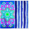 2 Packs Oversized Beach Towel Set Extra Large Big XL Pool Camping Swim Clearance Towels 36x72 Soft Blanket Cruise Essentials Accessories Must Haves Vacation Necessities Adult Blue Stripe Flower - color: Blue Stripe Flower
