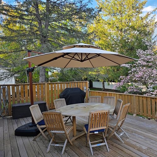 PURPLE LEAF 11ft Patio Umbrella Outdoor Round Umbrellas Large Cantilever Umbrella Windproof Offset Umbrellas Heavy Duty Sun Umbrella for Garden Deck Pool Patio, Beige - color: Beige, size: 11 Feet, style: Umbrella
