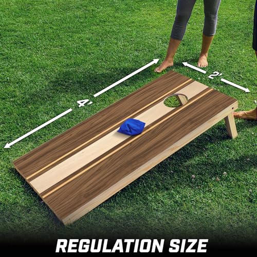 GoSports 4 x 2 ft Regulation Size Wood Cornhole Boards - 10 Vintage Wood Designs (Choose Your Style) - color: Walnut