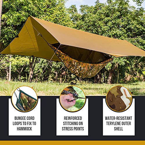 OneTigris Hideout Hammock Underquilt, Lightweight 4 Season Hammock Gear for Camping, Hiking, Backpacking, Travel, Beach, Backyard, Patio, Portable - color: Camo