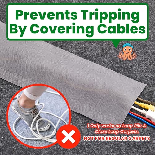 ECOHomes Carpet Cord Cover (Grey, 6 Inch x 20 FT) | Cord Covers for Carpet to Hide Floor Cables and Electric Wires, Low Profile Cord Hider for Extension Cords and Cable Management in Home and Office - color: Grey, size: 6 Inch x 20 FT