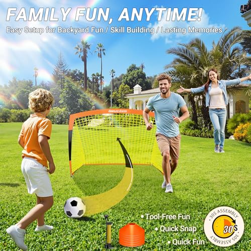 Dimples Excel Soccer Goals Kids Net for Backyard 7x5, 5x3.6, 4x3, 3x2.2 FT - style: 5x3.6 FT, 1 Pack