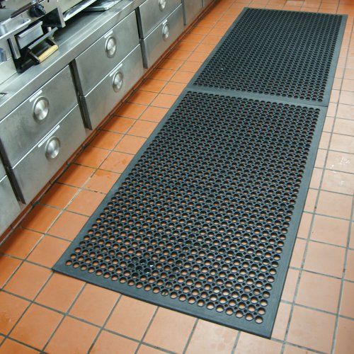 Rubber-Cal 03_122_WBK "1/2-inch Dura Chef" Anti-Slip Rubber Kitchen Mat, 1/2" x 36" x 60", Black