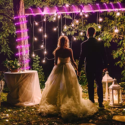 JMEXSUSS 200 LED Pink Solar Rope Lights,72ft 8 Modes Solar Rope Lights Outdoor Waterproof LED, Pink Solar Fairy Lights for Fence,Gazebo,Yard,Walkway (Pack of 2) - color: Pink, size: 200 LED (Pack of 2)