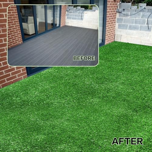 FREADEM Artificial Grass Turf Lawn, 4FTx6FT Indoor Outdoor Garden Patio Landscape Synthetic Grass Mat Party Carpet, Fake Grass with Drainage Holes, Customized Sizes, Soft for Kids and Pets - size: 4' x 6'