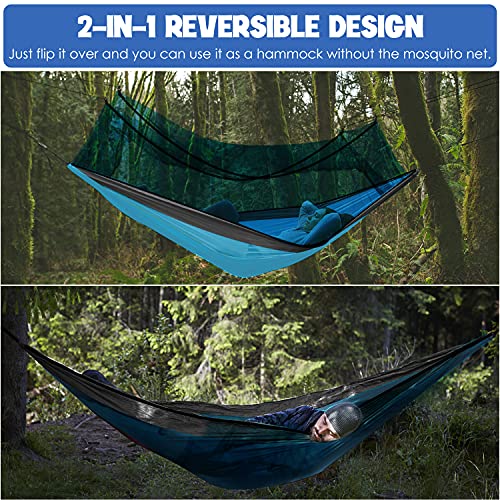 Gold Armour Camping Hammock - Camping Essentials, Double Hammock with Bug Net, Camping Gear Hammock for Outside, Hiking, and Travel (Sky Blue & Gray) - color: Sky Blue & Gray
