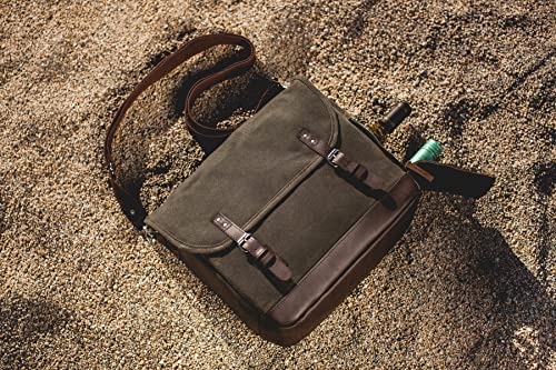 LEGACY - a Picnic Time Brand Adventure Wine Tote Bag with Wine Glasses and Mini Table, Khaki Green/Brown - color: (Khaki Green With Brown Accents)