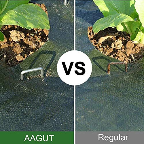 AAGUT 12 Inch Garden Stakes Landscape Staples, 25 Pcs U Shaped 11 Gauge Galvanized Pins Metal Fence Ground Stakes for Gardening, Chicken Wire, Irrigation Tubing, Camping Tent, Secure Lawn Fabric - color: Silver, size: 12'' x 25Pcs-11Ga