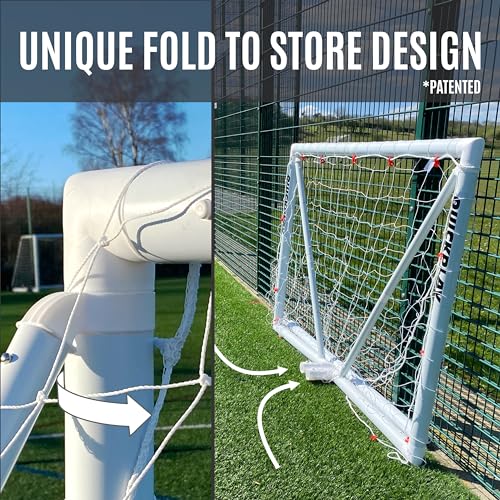QUICKPLAY Q-Fold Soccer Goal | 30-Second Folding Design for Easy Setup | Portable & Weatherproof uPVC Soccer Goal for Backyard | Durable Post for Adults & Kids - style: 12 x 6'
