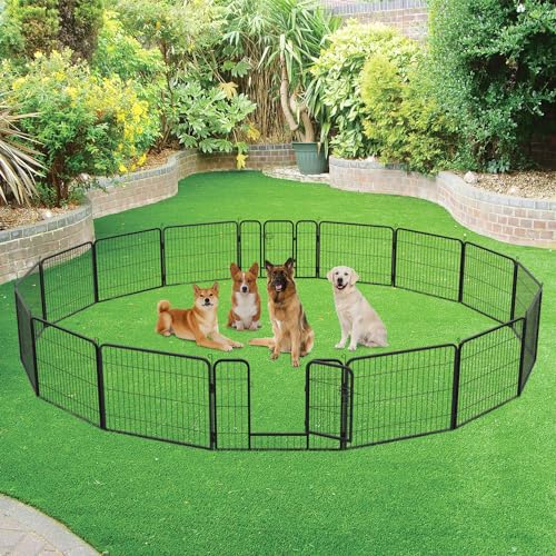FDW Dog Playpen Dog Pen Dog Kennel 16 Panels 24 Inch Height Indoor Outdoor Folding Metal Portable Puppy Exercise Pen Heavy Duty Dog Fence for Yard Camping,Black - style: 16 Panels