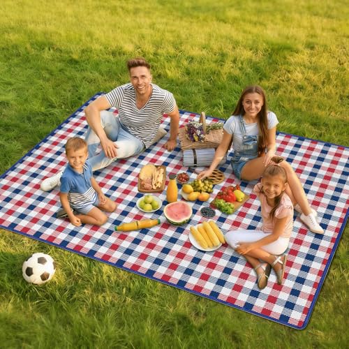 Independence Day Picnic Blankets Waterproof Foldable, Fourth of July Packable Picnic Mat Large Outdoor Blanket for Grass, Sandproof Picnic Accessories for Festival Party Beach Tent Lawn - color: E01, size: 5' X 6'8" (Rectangular)