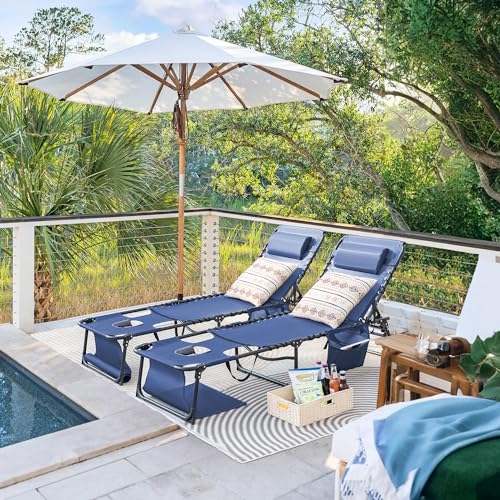 Flamaker Face Down Chaise Lounge Chair 5-Position Adjustable Sunbathing, Foldable Tanning Chair with Face& Arm Holes, Outdoor Recliner for Pool, Beach, Patio, Lawn (Blue, 1 Pcs) - color: Blue, style: Sauna, 1 Pcs