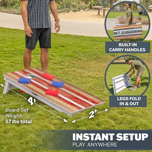 GoSports 4 x 2 ft Commercial Ultra Durable Cornhole Board Set – All-Weather Regulation Size, Ready-to-Play for Family Backyard Games, Tailgates, Outdoor Party, and Venues - color: Rustic