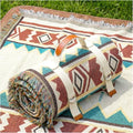 2 in 1 Extra Large Outdoor Picnic Mat Woven Summer Throw Blanket Boho Giant Beach Travel Essential Yoga Accessories Park Patio Lawn Garden Grass Ground Play Music Festival Concert Must Have - color: Boho Beige