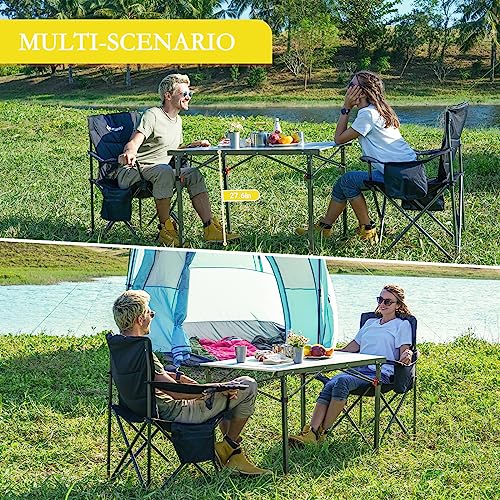 KingCamp Aluminum Folding Camp Table - Lightweight, Portable, Roll Up for Outdoor Camping, Picnic, Barbecue - color: Black/Silver_40.1"x27.6",4-5person