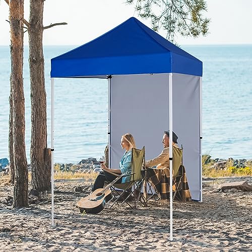 EAGLE PEAK Pop up Canopy 5x5, Outdoor Portable Canopy Tent with One Removable Sunwall, Carry Bag Included, Blue - color: Blue
