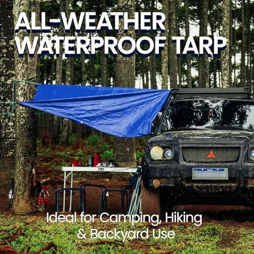 Multi Purpose Waterproof Tarp 10 x 12 Feet Meidun Duty Thick Material Tarpaulin Canopy Tent Boat RV or Pool Cover Blue… - color: 5 Mil Blue, size: 10x12 Ft