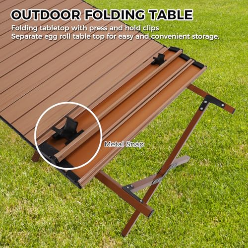 Camping Table High Load Bearing Metal Folding Portable Picnic Table for Outdoor BBQ Beach