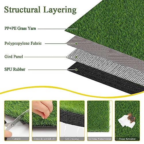 SHACOS Artificial Turf Door Mats 24"x36" Indoor/Outdoor 1.2" Pile Height Fake Grass Mats with Drainage Holes for Small Dogs & Decor