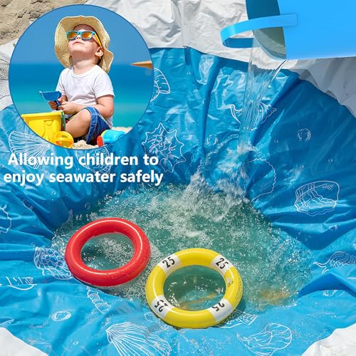 6.5 x 6.5 Feet Baby Beach Pool-Waterproof Kid Pool and Beach Blanket-2 in 1 PVC Toddler Paddling Pool for Infant Kids Boys and Girls - color: Style 2