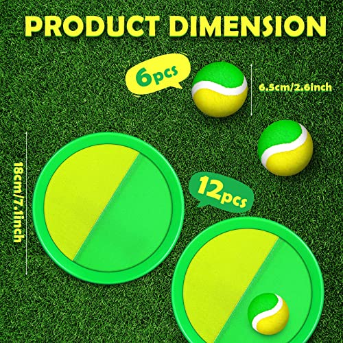 Charniol Kids Toys Toss and Catch Game Set Beach Game Outdoor Ball Sports Games Toss and Catch Ball Nylon Toys for Kids Adults(Yellow Green,12 Paddles 6 Balls) - color: Yellow Green