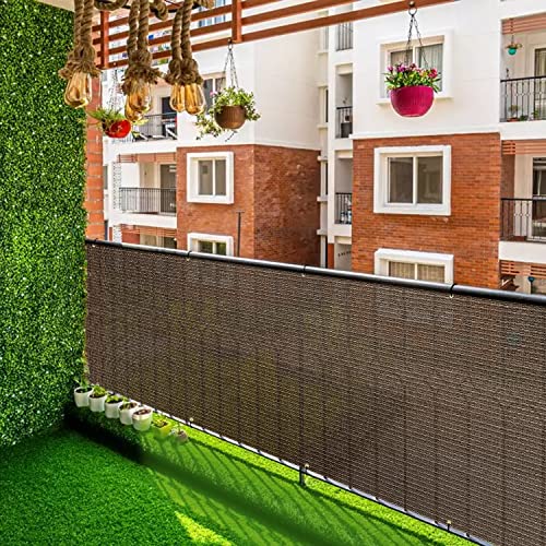 2.5'x3' Balcony Privacy Screen Fence Panels Outdoor Deck Shade Fencing, Apartments Railing Cover UV Protection Outside Screen for Patio Porch, Brown - color: Brown, size: 2.5'x3'