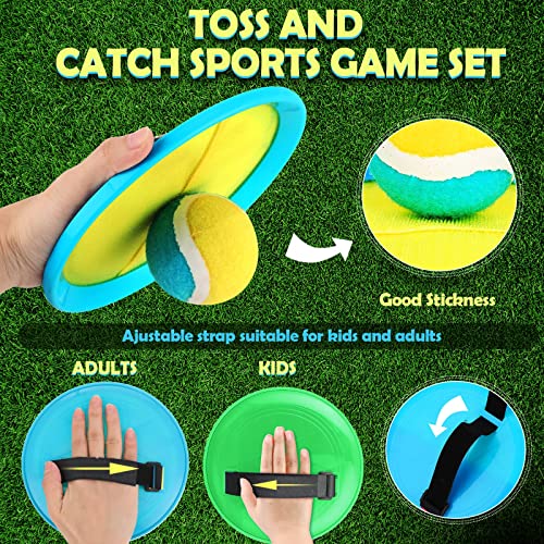 Charniol Kids Toys Toss and Catch Game Set Beach Game Outdoor Ball Sports Games Toss and Catch Ball Nylon Toys for Kids Adults (Blue Yellow,Blue Green,12 Paddles 6 Balls) - color: Blue Yellow,blue Green