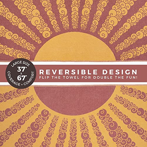 FESHKA Sand Free Turkish Beach Towel (37 x 67) Quick Dry Bath Towel, Oversized Beach Blanket, Lightweight for Travel - Made with 100% Organic Turkish Cotton - Golden Hour (Yellow/Maroon) - color: 23 - Yellow/Maroon