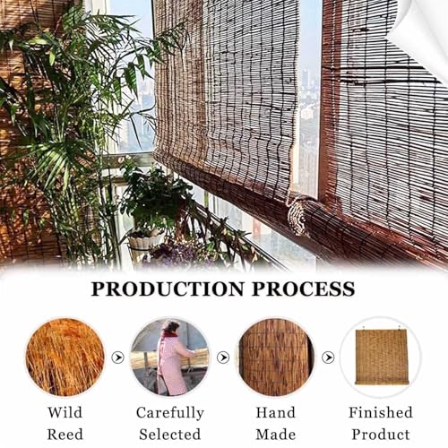 Patio Shades Roll Up Outdoor, Bamboo Blinds for Outdoor Patio, Thernal Insulated Shading Reed Blinds, Blackout Bamboo Shade, Privacy Screen, 24″ 30″ 34″ 36″ 39″ 43″ 48″ 51″ 55″ 70″ Width - size: 36"W x 39"H