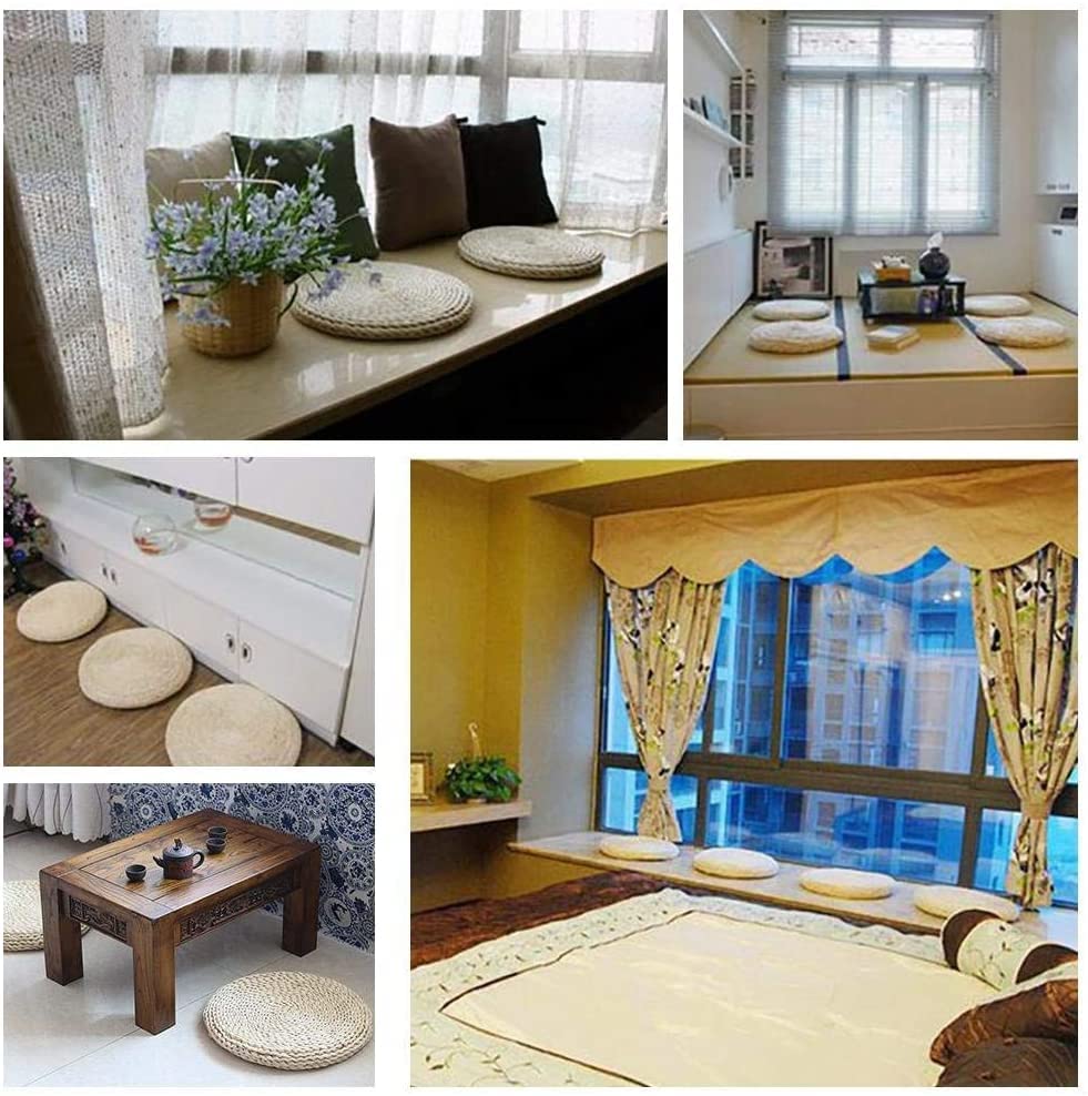 HUAWELL 2 Pack Super Bigger Size Tatami Floor Pillow Sitting Cushion, Round Padded Room Floor Straw Mat for Outdoor Seat Dia: 60CM (23.6) - style: 23.6 Inch