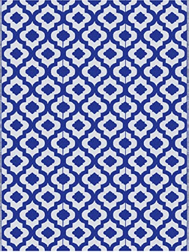 Outdoor Rug - 9x12 Blue, reversible Recycled Plastic straw Outdoor Patio Rugs Clearance Waterproof Large RV Camper Rug 484 - color: Blue, White, size: 9' x 12' (Rectangular)