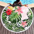 Violet Mist Microfiber Beach Towels Oversized Round Hawaiian Beach Blanket Sand Free Quick Dry Hippie Boho Circle Bath Towel Absorbent Tropical Meditation Rug Yoga Mat Throw Fringe Tapestry 60" TF - color: Tropical Flower3