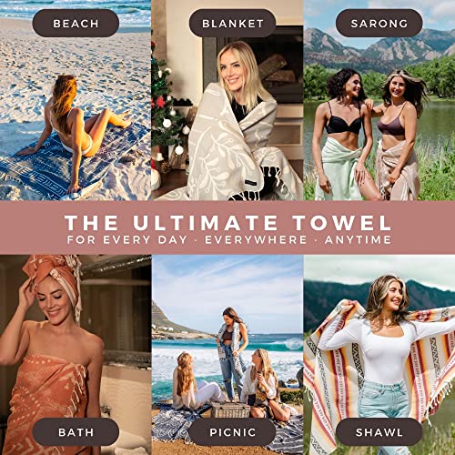 FESHKA Sand Proof Turkish Beach Towel – Oversized, Quick Dry & Lightweight Travel Towel - 100% Organic Cotton Beach Blanket - Perfect for Bath, Pool & Picnic | Bohemian (Maroon) - color: 05 - Maroon